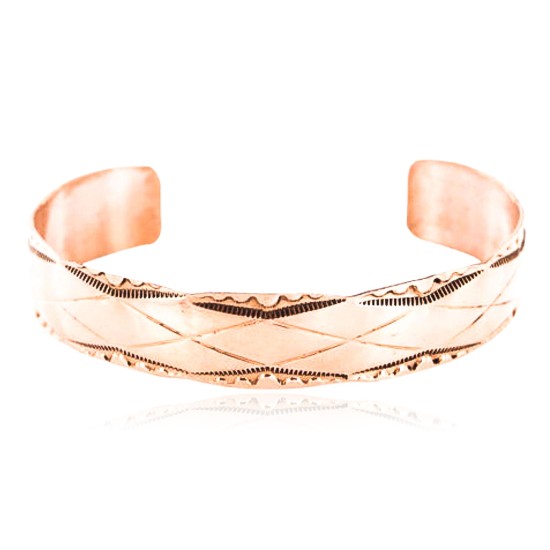 Handmade Certified Authentic Navajo Handstamped Real Handmade Copper Native American Bracelet 390788687479