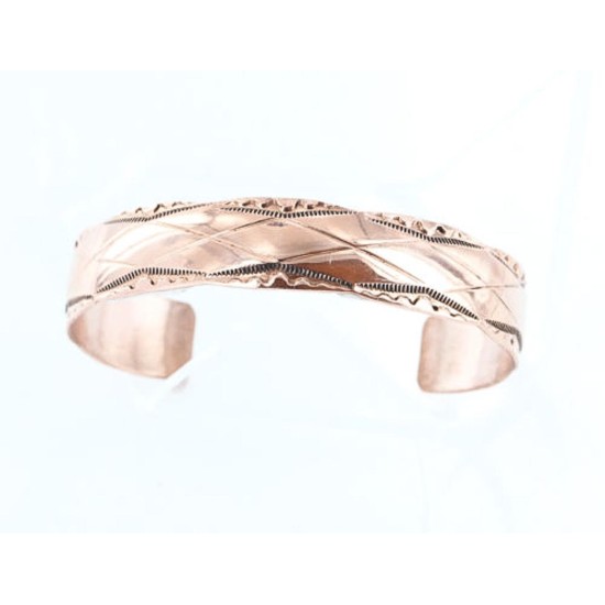 Handmade Certified Authentic Navajo Handstamped Real Handmade Copper Native American Bracelet 390788687479