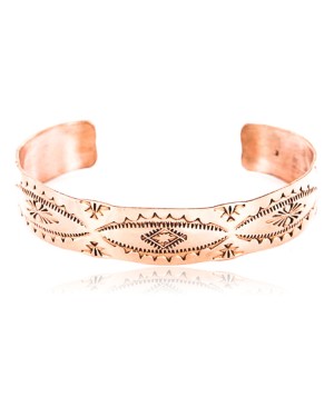 Handmade Certified Authentic Navajo Handstamped Real Handmade Copper Native American Bracelet 390791157071