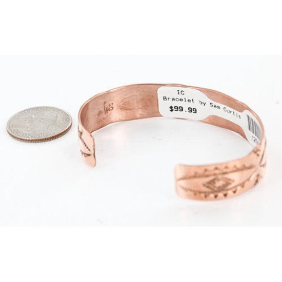 Handmade Certified Authentic Navajo Handstamped Real Handmade Copper Native American Bracelet 390791157071
