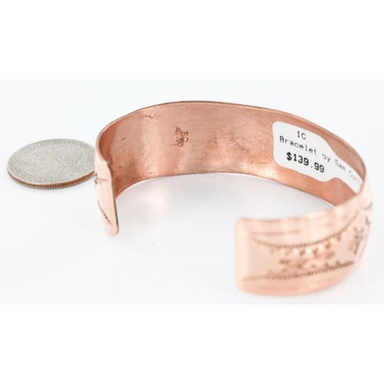 Handmade Certified Authentic Navajo Handstamped Real Handmade Copper Native American Bracelet 390792613844