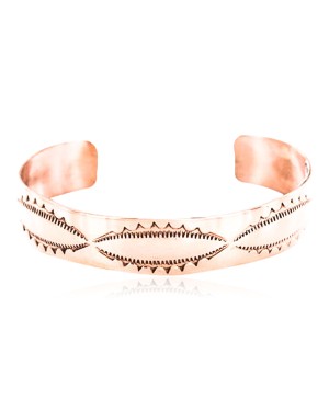 Handmade Certified Authentic Navajo Handstamped Real Handmade Copper Native American Bracelet 390792638017