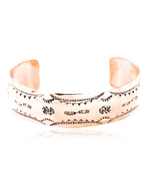 Handmade Certified Authentic Navajo Handstamped Real Handmade Copper Native American Bracelet 390792664136