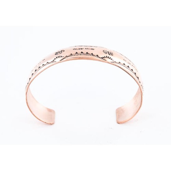 Handmade Certified Authentic Navajo Handstamped Real Handmade Copper Native American Bracelet 390792664136
