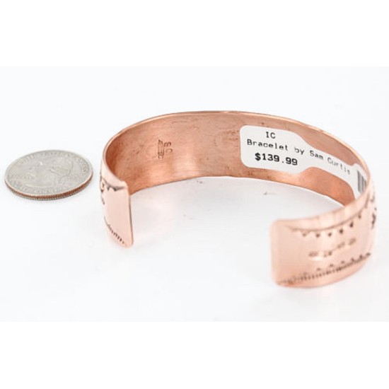 Handmade Certified Authentic Navajo Handstamped Real Handmade Copper Native American Bracelet 390792664136