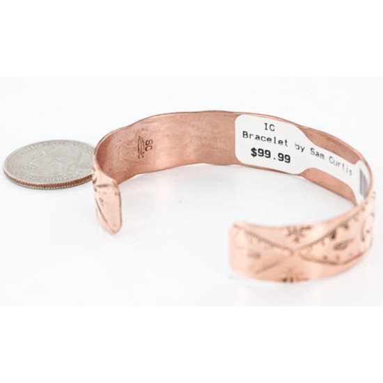 Handmade Certified Authentic Navajo Handstamped Real Handmade Copper Native American Bracelet 390794007874