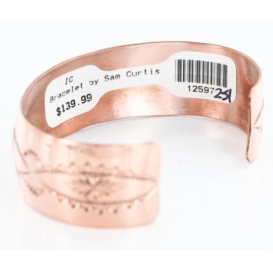Handmade Certified Authentic Navajo Handstamped Real Handmade Copper Native American Bracelet 390794038337