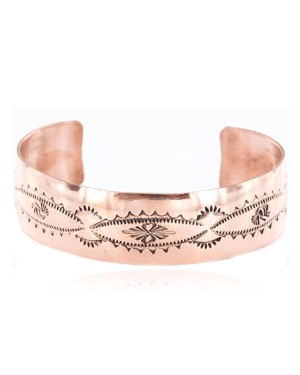 Handmade Certified Authentic Navajo Handstamped Real Handmade Copper Native American Bracelet 390794038337