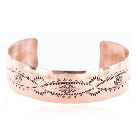 Handmade Certified Authentic Navajo Handstamped Real Handmade Copper Native American Bracelet 390794038337