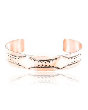 Handmade Certified Authentic Navajo Handstamped Real Handmade Copper Native American Bracelet 390794911598