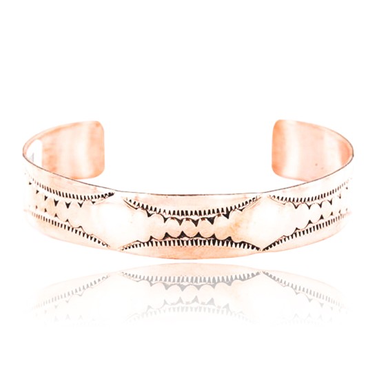 Handmade Certified Authentic Navajo Handstamped Real Handmade Copper Native American Bracelet 390794911598