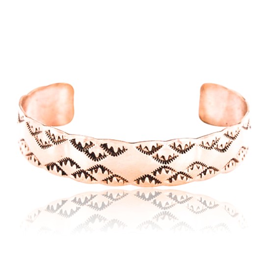 Handmade Certified Authentic Navajo Handstamped Real Handmade Copper Native American Bracelet 390795428771