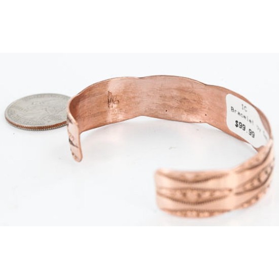 Handmade Certified Authentic Navajo Handstamped Real Handmade Copper Native American Bracelet 390797982986