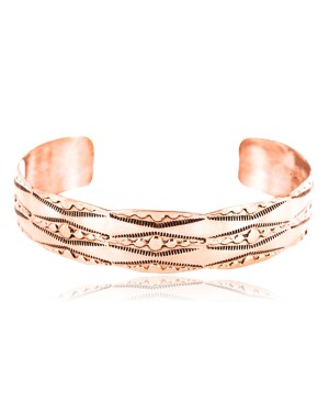 Handmade Certified Authentic Navajo Handstamped Real Handmade Copper Native American Bracelet 390797982986