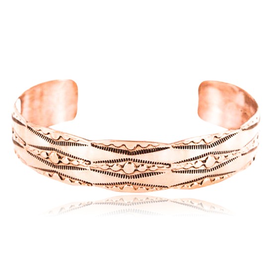 Handmade Certified Authentic Navajo Handstamped Real Handmade Copper Native American Bracelet 390797982986