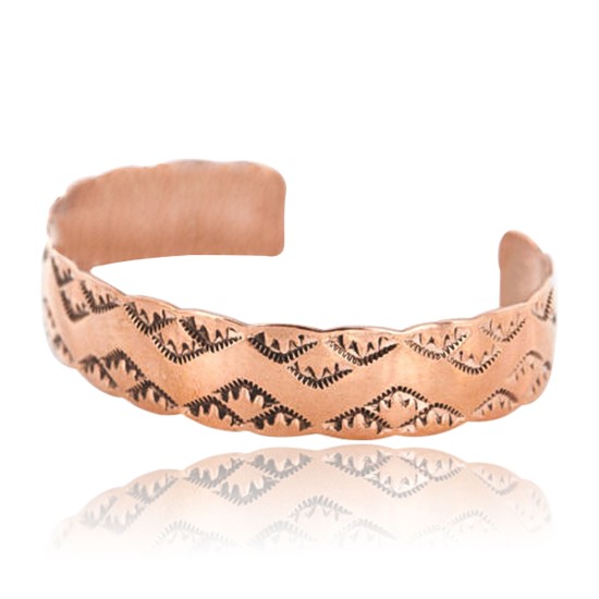 Handmade Certified Authentic Navajo Handstamped Real Handmade Copper Native American Bracelet 390834849546