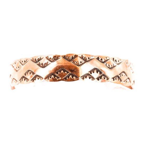 Handmade Certified Authentic Navajo Handstamped Real Handmade Copper Native American Bracelet 390834849546