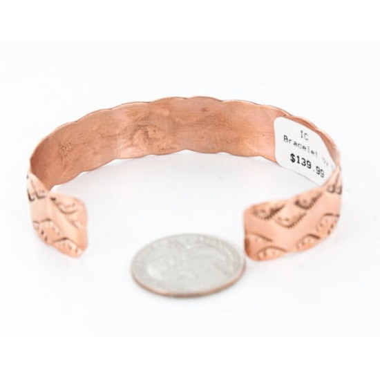 Handmade Certified Authentic Navajo Handstamped Real Handmade Copper Native American Bracelet 390834849546