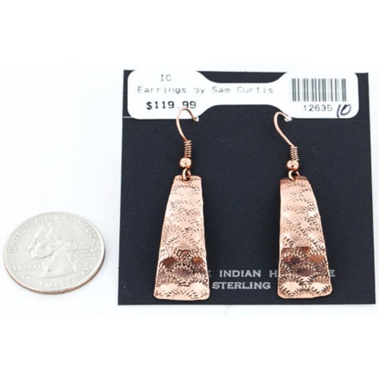 Handmade Certified Authentic Navajo Handstamped Real Handmade Copper Native American Earrings 371044128467