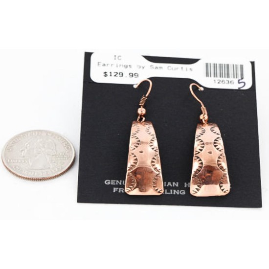 Handmade Certified Authentic Navajo Handstamped Real Handmade Copper Native American Earrings 371045605357