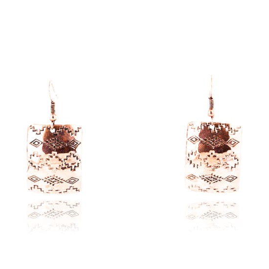 Handmade Certified Authentic Navajo Handstamped Real Handmade Copper Native American Earrings 371051341408