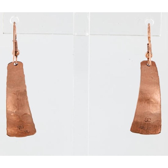 Handmade Certified Authentic Navajo Handstamped Real Handmade Copper Native American Earrings 371052399496