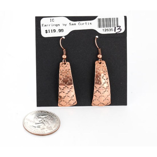 Handmade Certified Authentic Navajo Handstamped Real Handmade Copper Native American Earrings 371056291357