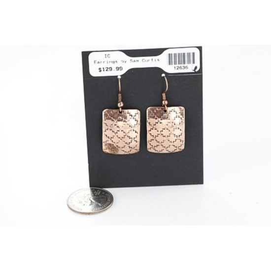 Handmade Certified Authentic Navajo Handstamped Real Handmade Copper Native American Earrings 371056545131