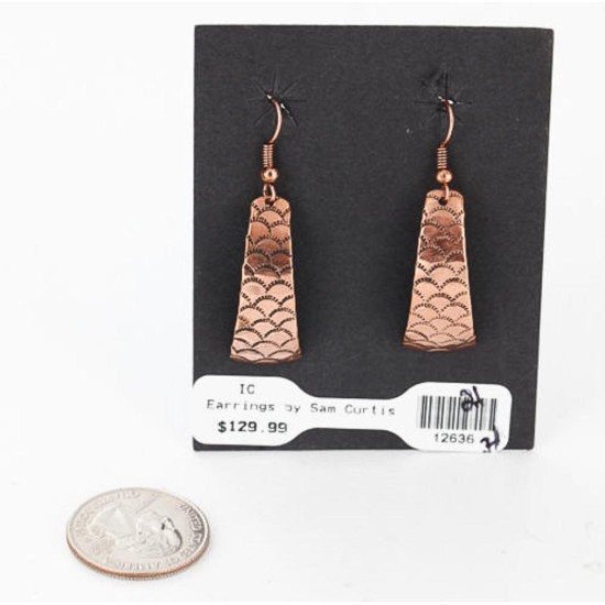 Handmade Certified Authentic Navajo Handstamped Real Handmade Copper Native American Earrings 371057505124