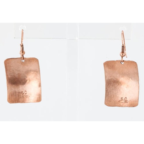 Handmade Certified Authentic Navajo Handstamped Real Handmade Copper Native American Earrings 371057636010