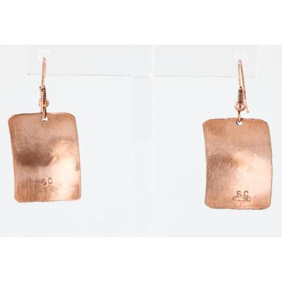 Handmade Navajo Handstamped Real Handmade Copper Native American Earrings 371057636010