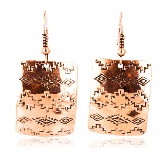 Handmade Certified Authentic Navajo Handstamped Real Handmade Copper Native American Earrings 371057636010