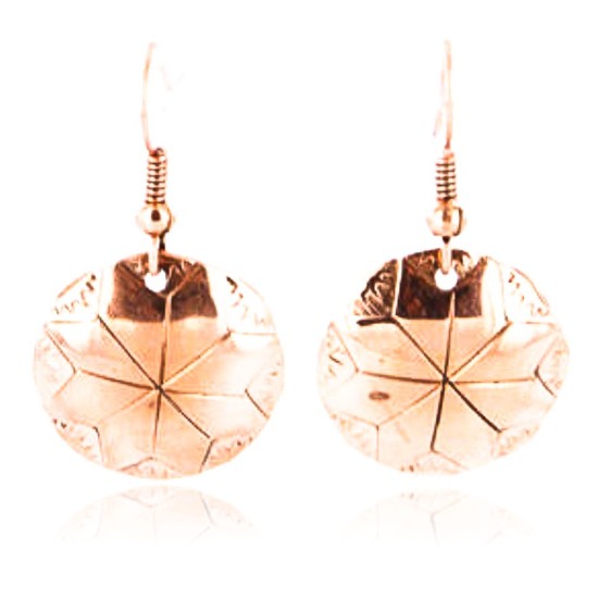 Handmade Certified Authentic Navajo Handstamped Real Handmade Copper Native American Earrings 390824599815