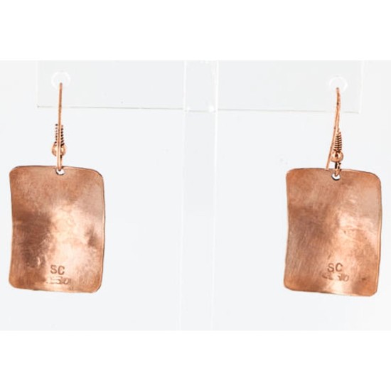 Handmade Certified Authentic Navajo Handstamped Real Handmade Copper Native American Earrings 390828584709