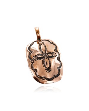 Handmade Certified Authentic Navajo Handstamped Real Handmade Copper Pendant Native American Necklace 16975-2