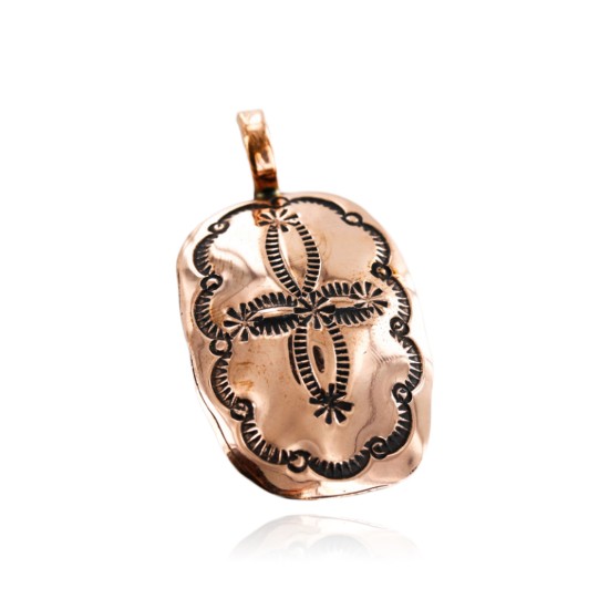 Handmade Certified Authentic Navajo Handstamped Real Handmade Copper Pendant Native American Necklace 16975-2