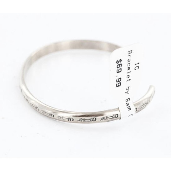 Handmade Certified Authentic Navajo Handstamped Real Handmade NICKEL Native American Bracelet 371019761833