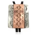 Handmade Navajo Leather Pure Copper and Nickel Native American Bolo Tie 24489-7