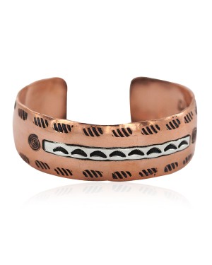 Handmade Certified Authentic Navajo Maze .925 Sterling Silver Native American Pure Copper Bracelet  92018-8