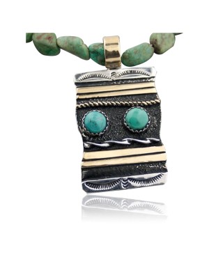 Handmade Certified Authentic Navajo Native .925 Sterling Silver 12kt Gold Filled Turquoise Native American Necklace 370803468964