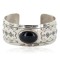 Handmade Certified Authentic Navajo Natural Black Onyx Nickel Native American Bracelet  12842