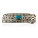 Handmade Navajo Natural Turquoise Native American Nickel Hair Barrette 90001