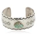 Handmade Certified Authentic Navajo Natural Turquoise Nickel Native American Bracelet 12784-1