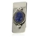 Handmade Navajo Nickel and .925 Sterling Silver Natural Lapis Native American Money Clip 11250-5