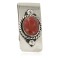 Handmade Certified Authentic Navajo Nickel and .925 Sterling Silver Natural Red Jasper Native American Money Clip 11250-1