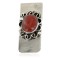 Handmade Certified Authentic Navajo Nickel and .925 Sterling Silver Natural Red Jasper Native American Money Clip 11250-3
