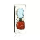 Handmade Navajo Nickel and .925 Sterling Silver Natural Turquoise Coral Native American Money Clip 10525-2