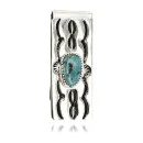 Handmade Navajo Nickel and .925 Sterling Silver Natural Turquoise Native American Money Clip 11238-4