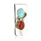 Handmade Certified Authentic Navajo Nickel and .925 Sterling Silver Natural Turquoise Red Jasper Native American Money Clip 10525-9