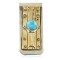 Handmade Certified Authentic Navajo Nickel and Brass Natural Turquoise Native American Money Clip 10523-3